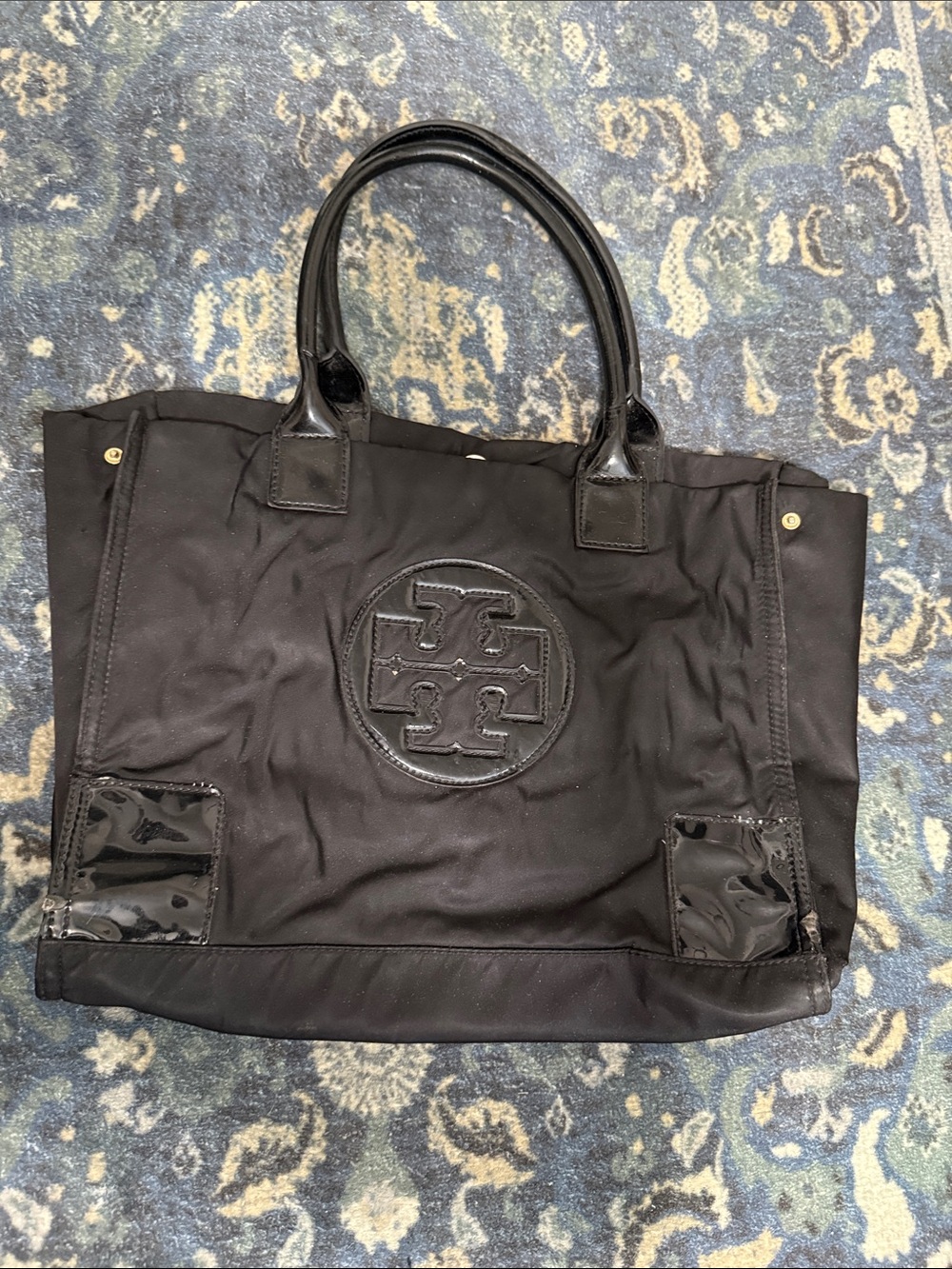 Tory Burch Black Nylon Logo Tote